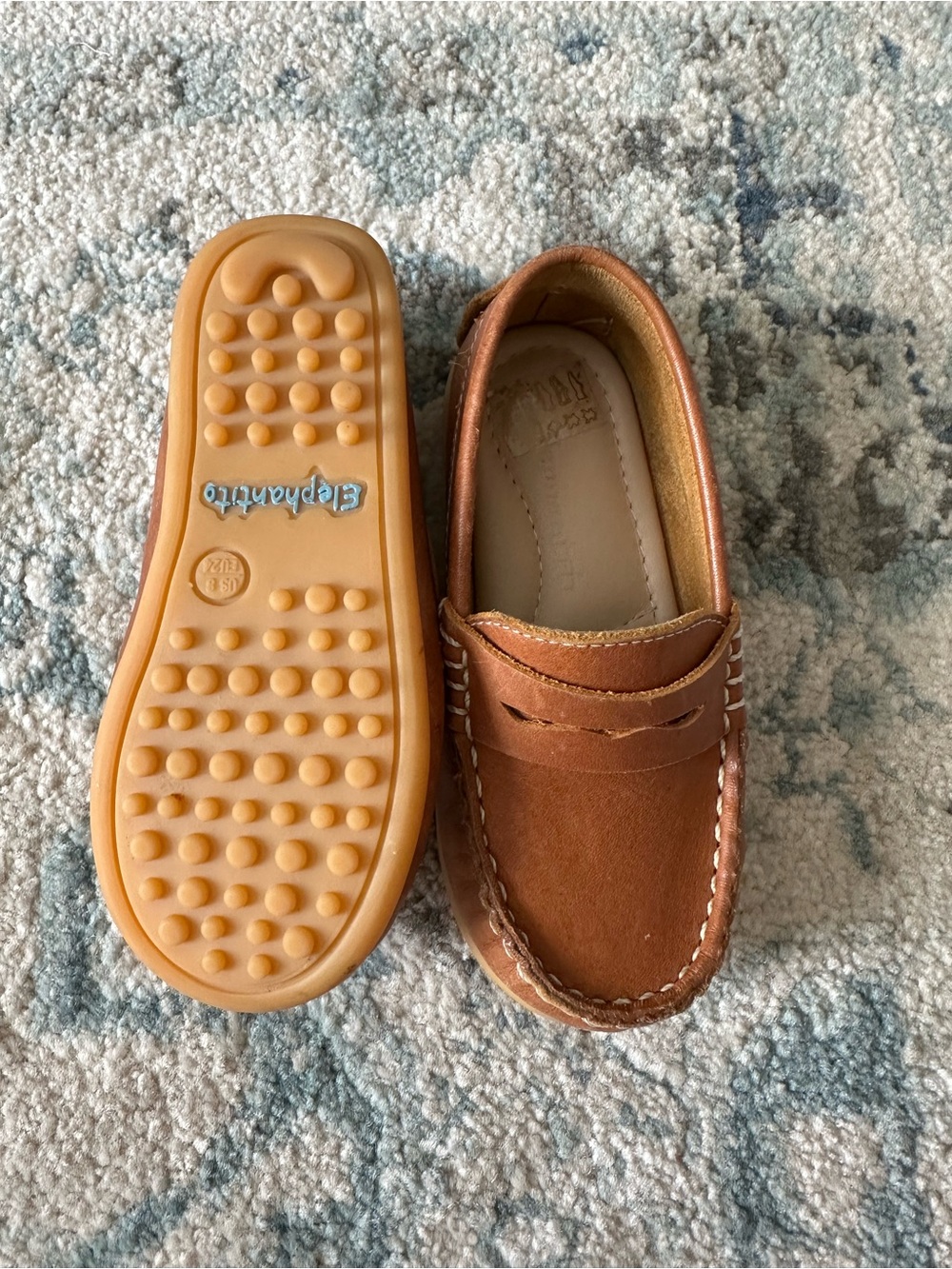 Elephantito Toddler Brown Leather Slip-On Loafers